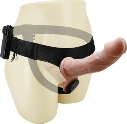 Baile Ultra Passionate Harness Dual-motor Vibration Harness with Double Dildo and Vibration in Black Color