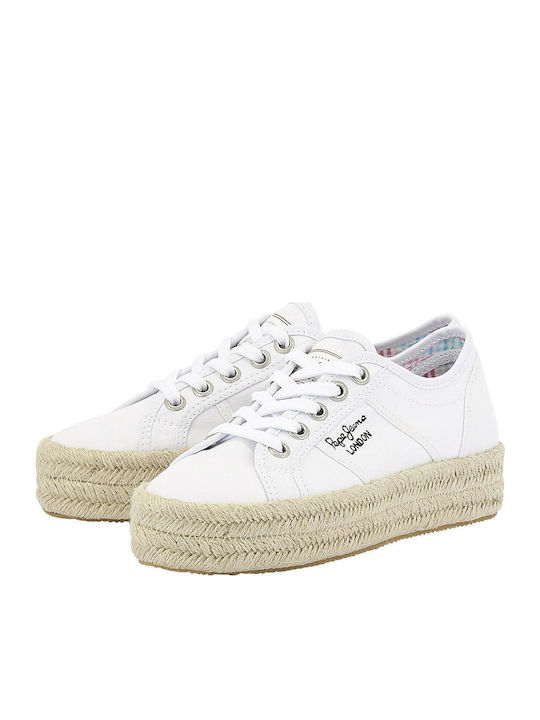 Pepe Jeans Abersun Rustic Flatforms Sneakers White