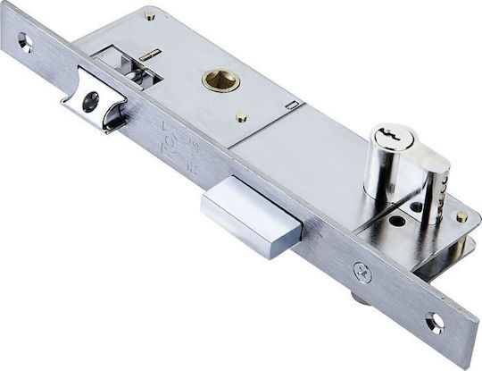 Domus Recessed Lock Front door with Cylinder and Center 35mm Silver