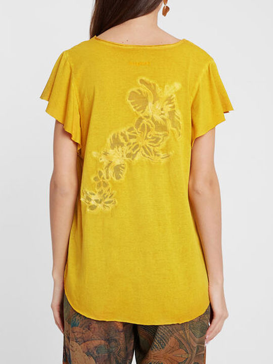 Desigual Madrid Women's Blouse Short Sleeve Yellow