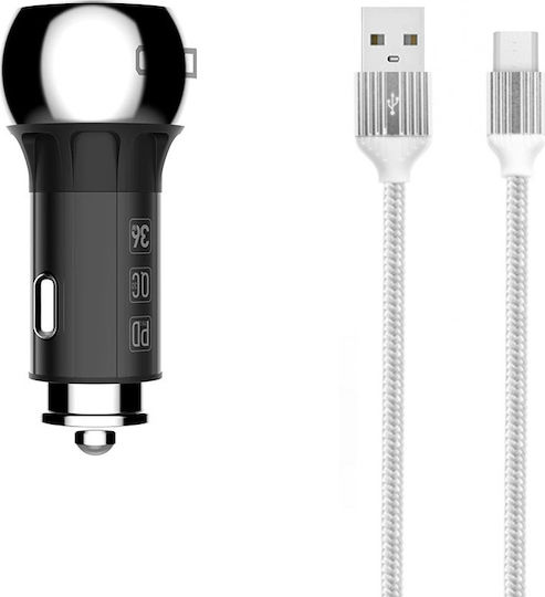 Ldnio C1 Car Charger 36W with One Port 1xUSB-A with Micro-USB Cable Grey Color