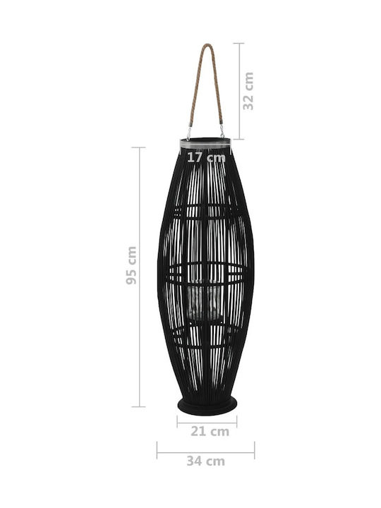 vidaXL Κρεμαστό Kerzenhalter geeignet für Teelichter Hölzernes in Schwarz Farbe 34x34x95cm 1Stück