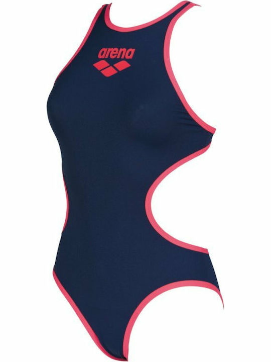 Arena One Big Logo Sportlicher Badeanzug Marineblau