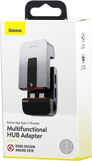 Baseus Armor Age Docking Station με Διπλό USB-C HDMI 4K PD Ethernet Γκρι