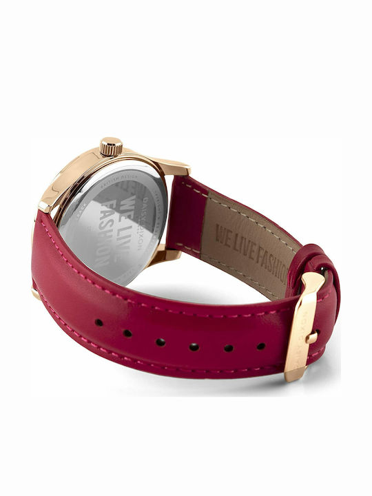 Daisy Dixon Adriana Glitz Γυναικείο Ρολόι 38mm Μπαταρίας με Φούξια Δερμάτινο Λουράκι