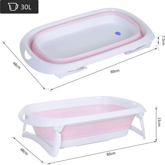 HomCom Πτυσσόμενη Μπανιέρα Μωρού Pink