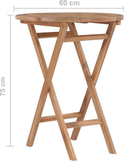 Sitting Room Outdoor Foldable Wood Table Natural 60x60x75cm