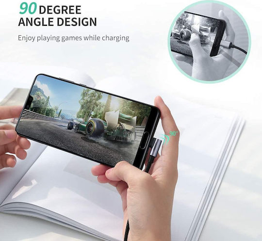 Ugreen US284 Angle (90°) / Braided USB 2.0 Cable USB-C Male - USB-A 18W Black 1m 50941