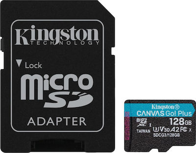 Kingston Canvas Go! Plus microSDXC 128GB Class 10 U3 V30 UHS-I με αντάπτορα