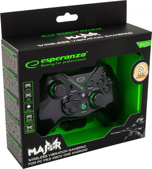 Esperanza Мажор Безжичен Геймпад За Android / PC / PS3 / Xbox One Черен