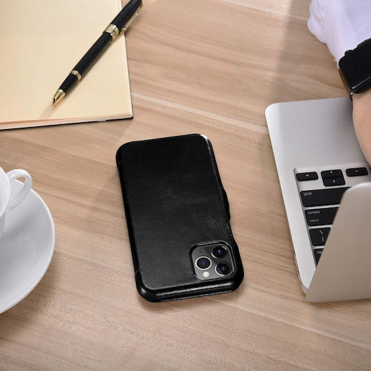 iCarer Vintage Folio Книга Кожа Черен (iPhone 11 Pro)
