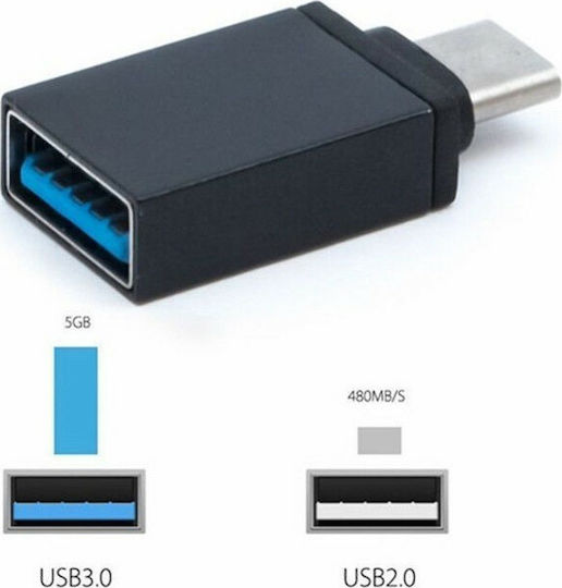 Well Μετατροπέας USB-C male σε USB-A female Black 1τμχ