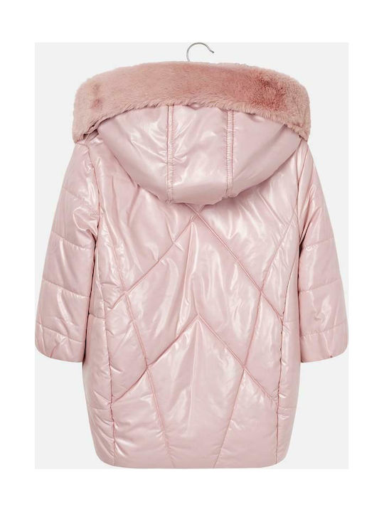 Mayoral Kids Quilted Jacket Long Hooded Pink