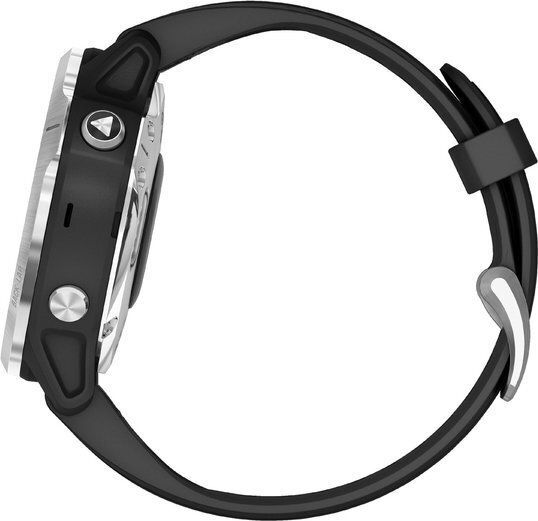 Garmin Fenix 6S Solar Stainless Steel 42mm Αδιάβροχο Smartwatch με Παλμογράφο (Silver with Black Band)