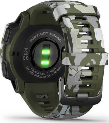 Garmin Instinct Solar 45mm Αδιάβροχο Smartwatch με Παλμογράφο (Lichen Camo)
