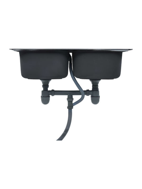 vidaXL Ένθετος Νεροχύτης Inox Σατινέ Μ84xΠ48cm Ασημί