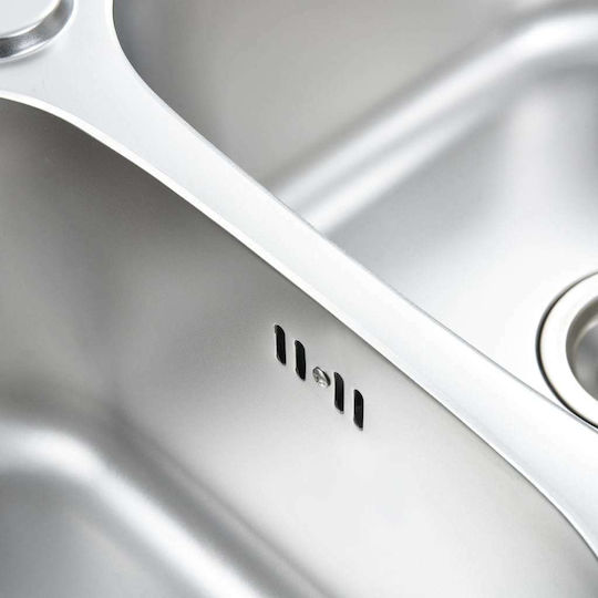 vidaXL Ένθετος Νεροχύτης Inox Σατινέ Μ84xΠ48cm Ασημί