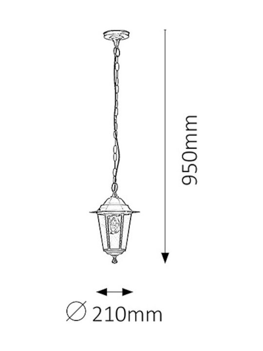 Rabalux Velence Outdoor Hanging Ceiling Light E27 in Black Color 8208