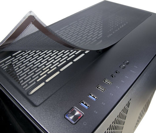 Inter-Tech C-701 Panorama Gaming Midi Tower Κουτί Υπολογιστή με Πλαϊνό Παράθυρο Μαύρο