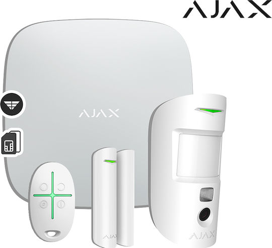 Ajax Systems StarterKit Cam Ασύρματο Σύστημα Συναγερμού με Ανιχνευτή Κίνησης , Αισθητήρα Πόρτας , Τηλεχειριστήριο και Κέντρο (GSM)