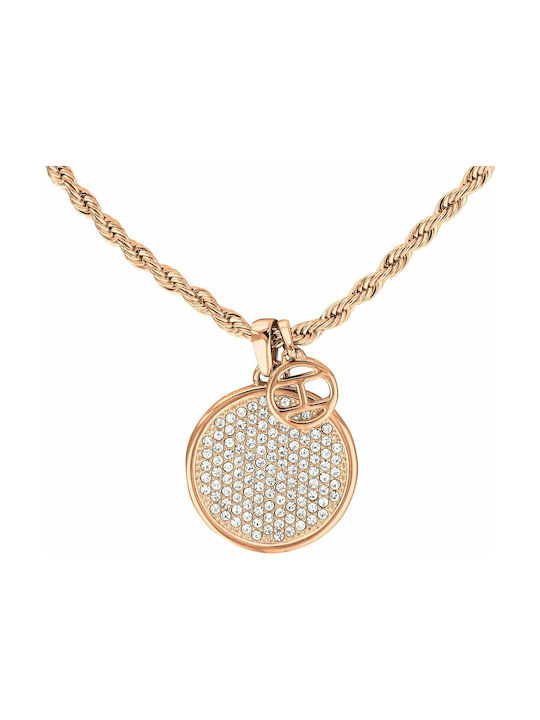 Tommy Hilfiger Necklace from Pink Gold Plated Steel with Zircon