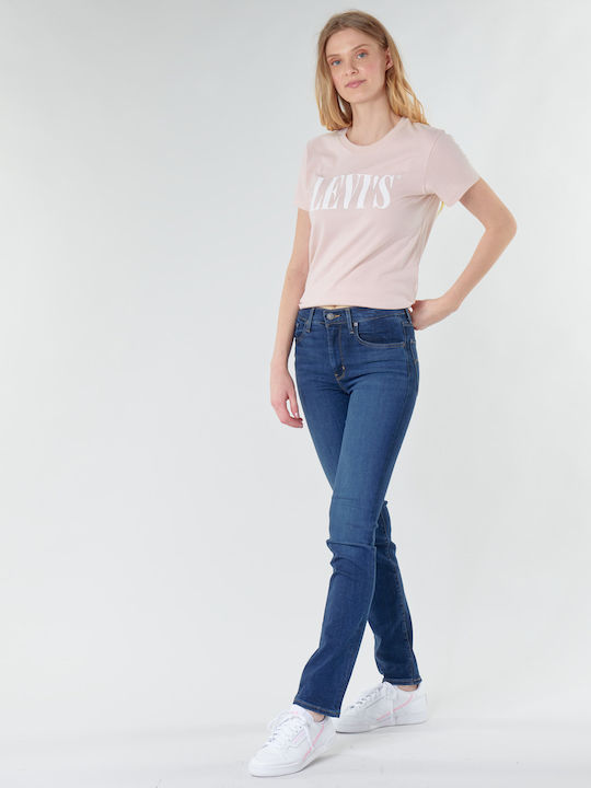 724 High Waist Women's Jean Trousers in Slim Fit Dark Indigo