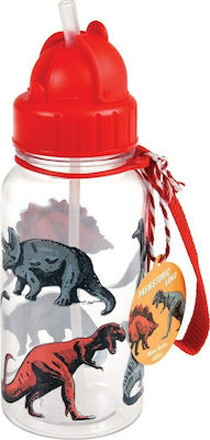 Rex London Kids Plastic Water Bottle with Straw Red 500ml