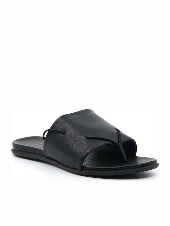 Boxer Leather Women's Flat Sandals In Black Colour