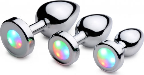 Booty Sparks Booty Sparks Light Up Anal Plug Πρωκτική Σφήνα Medium Silver 8.5cm