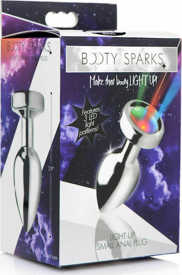 Booty Sparks Booty Sparks Light Up Anal Plug Πρωκτική Σφήνα Medium Silver 8.5cm