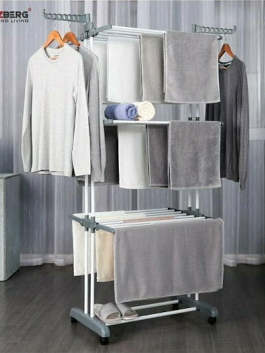 Herzberg Plastic Folding Floor Clothes Drying Rack 126x64cm