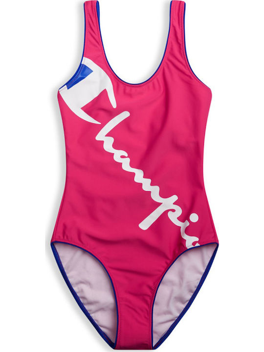 Reverse Weave Sportlicher Badeanzug Fuchsie