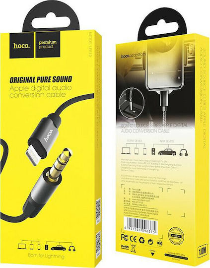 Hoco UPA13 Braided / Regular 3.5mm to Lightning Cable Μαύρο 1m (HOC-UPA13-BK)