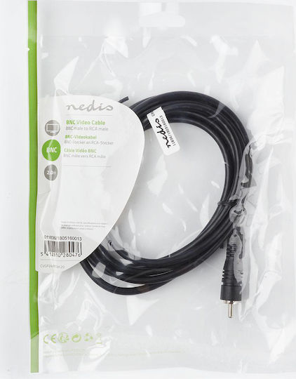 Nedis Καλώδιο RCA male - BNC male 2m Μαύρο (CVGP24800BK20)