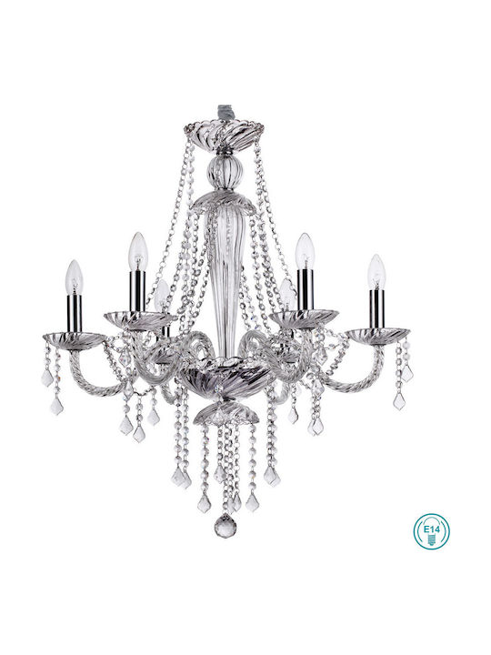 Ideal Lux Amadeus SP6 Chandelier Candlestick 6xE14 Transparent 168753