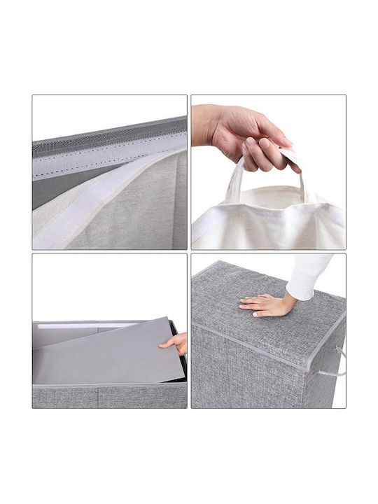 Songmics Fabric Collapsible Laundry Basket 142lt with Cap 60x36x66cm Gray 142lt with 2 Compartments