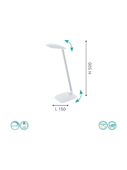 Eglo Cajero LED Φωτιστικό Γραφείου με Σπαστό Βραχίονα σε Λευκό Χρώμα