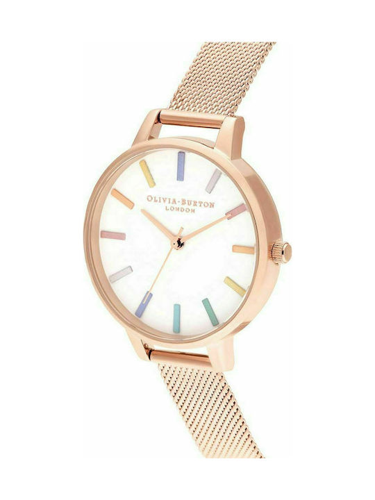 Olivia Burton Rainbow Γυναικείο Ρολόι Μπαταρίας με Ροζ Χρυσό Μεταλλικό Μπρασελέ