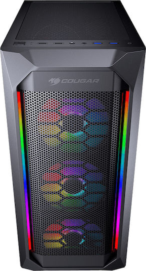 Cougar MX410 Mesh-G RGB Gaming Midi Tower Κουτί Υπολογιστή με Πλαϊνό Παράθυρο Μαύρο
