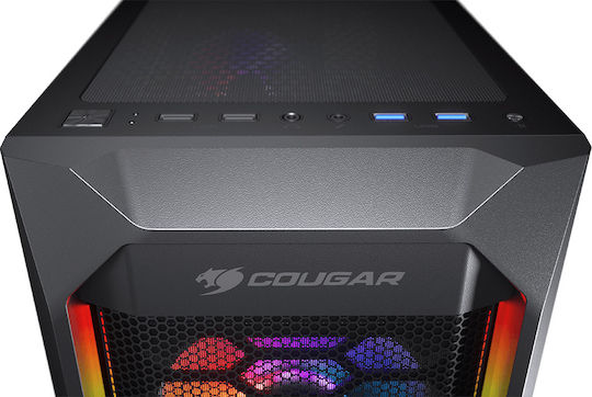 Cougar MX410 Mesh-G RGB Gaming Midi Tower Κουτί Υπολογιστή με Πλαϊνό Παράθυρο Μαύρο