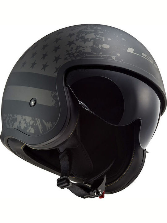 LS2 Spitfire II OF599 Black Flag Matt Black Titanium Motorcycle Helmet Jet 1100gr with Sun Visor
