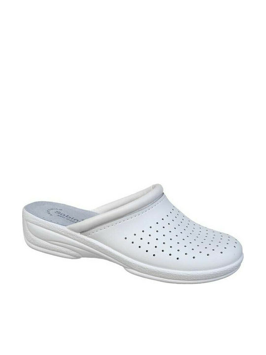 Sabino 8001 Femei Din piele Anatomici Sabot Albe Γ-8001
