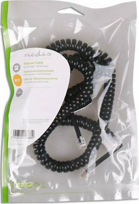 Nedis Spiral Telephone Cable RJ10 4P4C 5m Black (TCGP90100BK50)