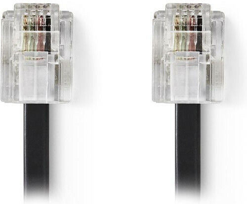 Nedis Τηλεφωνικό Καλώδιο RJ11 6P4C 10m Μαύρο (TCGP90200BK100)