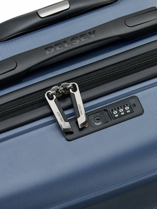 Delsey Meteor Cabin Hard Travel Suitcase Navy Blue with 4 Wheels Height 55cm
