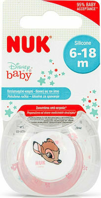 Nuk Orthodontische Schnuller Silikon Bambi für 6-18 Monate mit Etui Pink 1Stück