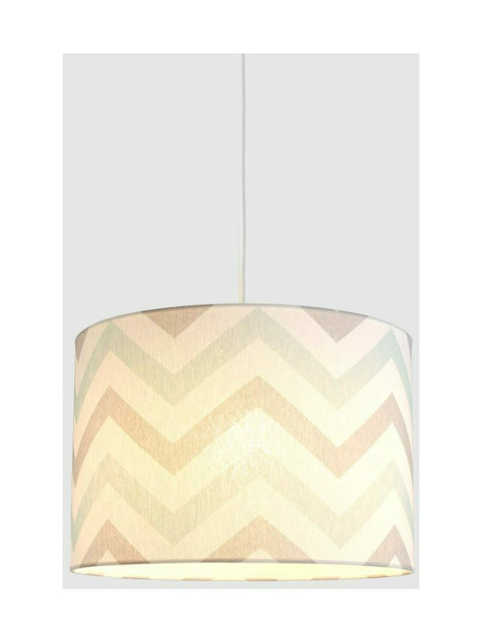 Veis Hesperis Chevron Single Bulb Kids Lighting Pendant of Fabric 60W with Drive Size E27 Grey Mint 35x24cm