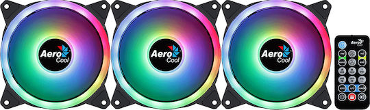 Aerocool Duo 12 Pro Вентилатор за кутия 120mm 1000rpm 33.4cfm с RGB осветление и 6-pin свързване 3 броя