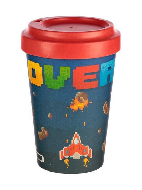 Puckator Game Over Κούπα Μπαμπού με Καπάκι Κόκκινη 400ml