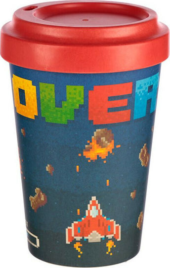 Puckator Game Over Mug Bamboo with Lid Red 400ml